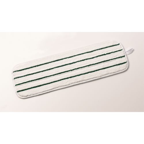 3M Corporation® Easy Scrub Flat Mop, Microfiber, 18-inch, White with Green Stripes